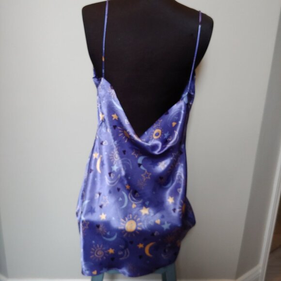Zara Whimsigoth Blue/purple Cowlneck Mini Dress Celestial Sun Stars Moon Hearts - Picture 3 of 4